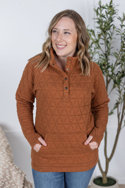 IN STOCK Geometric Button Snap Pullover - Rust