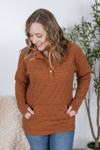 IN STOCK Geometric Button Snap Pullover - Rust