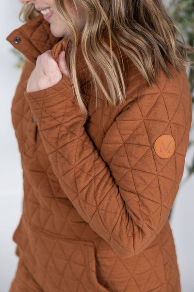 IN STOCK Geometric Button Snap Pullover - Rust