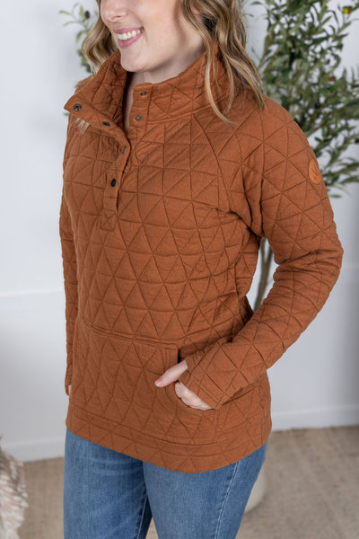 IN STOCK Geometric Button Snap Pullover - Rust