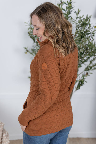 IN STOCK Geometric Button Snap Pullover - Rust