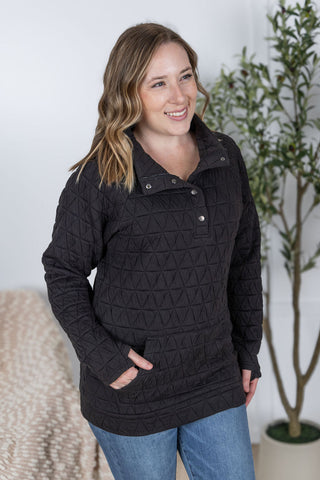 IN STOCK Geometric Button Snap Pullover - Black