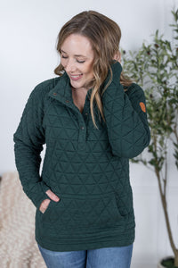 IN STOCK Geometric Button Snap Pullover - Hunter Green