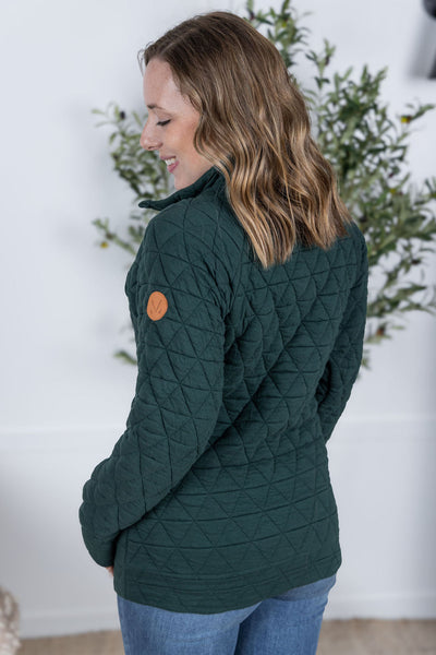 IN STOCK Geometric Button Snap Pullover - Hunter Green