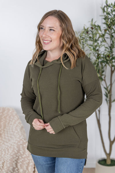 IN STOCK Kacey Ribbed Hoodie - Olive