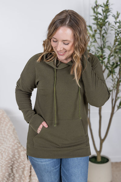 IN STOCK Kacey Ribbed Hoodie - Olive