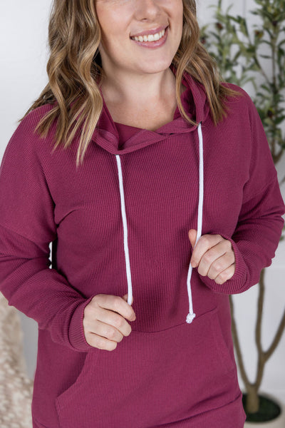 IN STOCK Kacey Ribbed Hoodie - Mulberry