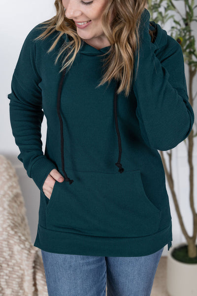 IN STOCK Kacey Ribbed Hoodie - Deep Teal