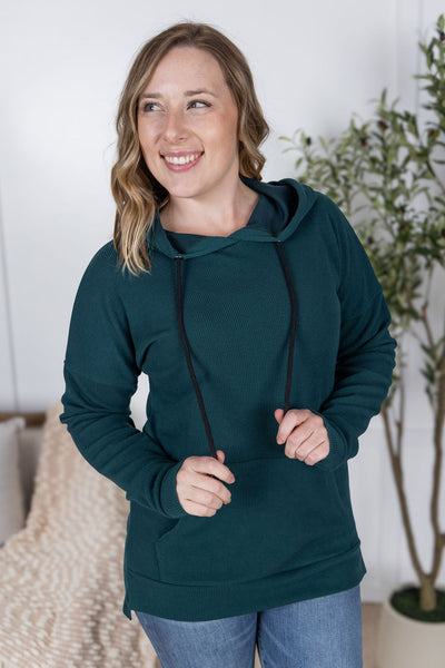 IN STOCK Kacey Ribbed Hoodie - Deep Teal