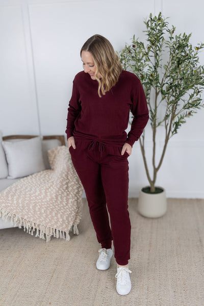 IN STOCK Corrine Joggers - Burgundy