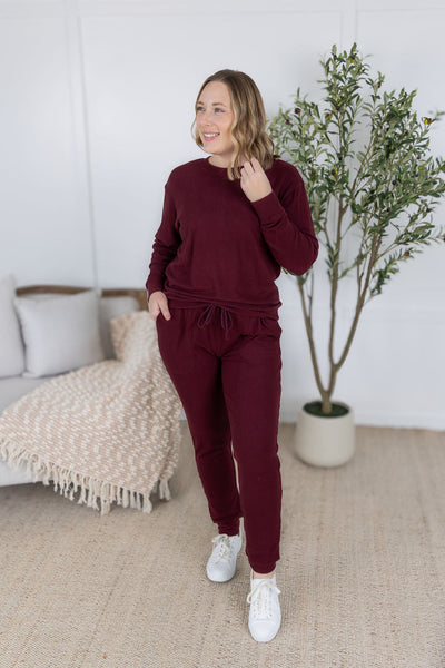 IN STOCK Corrine Joggers - Burgundy