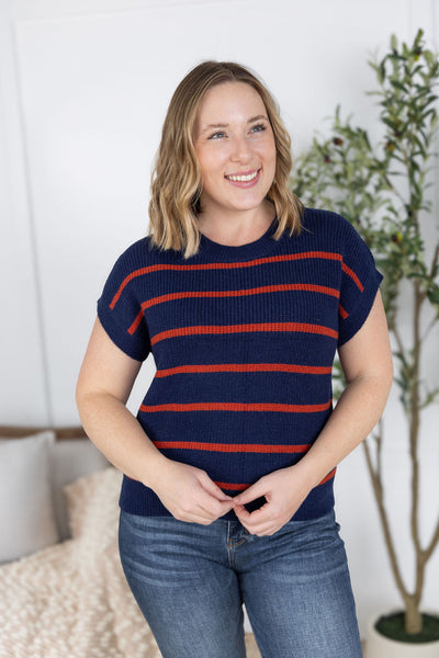 IN STOCK Striped Sweater Top - Navy