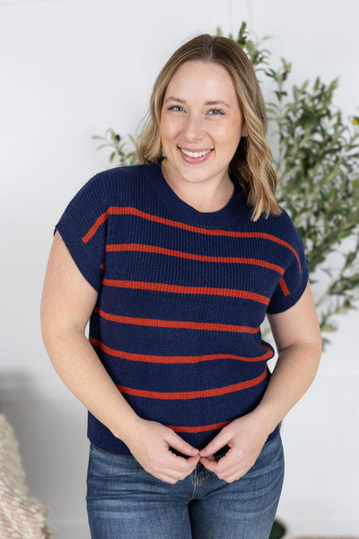 IN STOCK Striped Sweater Top - Navy