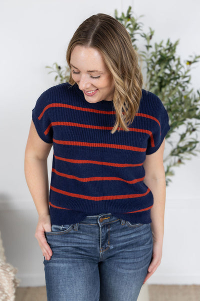 IN STOCK Striped Sweater Top - Navy