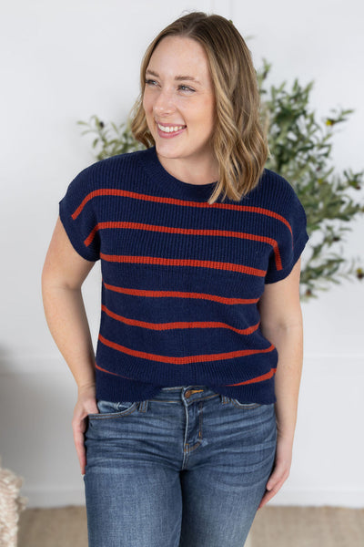 IN STOCK Striped Sweater Top - Navy