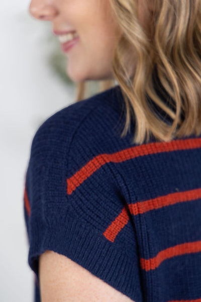 IN STOCK Striped Sweater Top - Navy