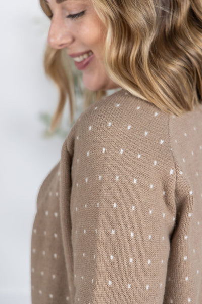 IN STOCK Dalilah Dot Cardigan - Tan