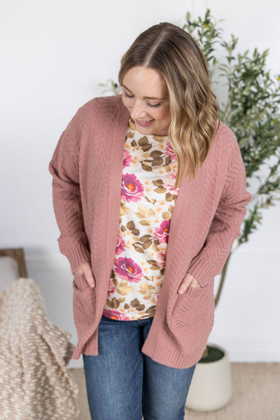 IN STOCK Billie Open Knit Cardigan - Dusty Rose