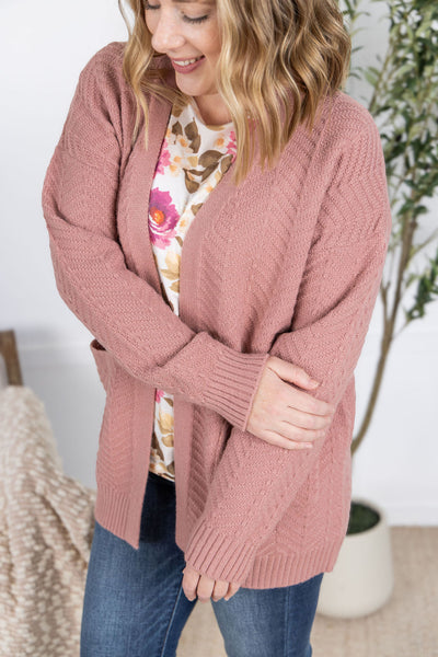 IN STOCK Billie Open Knit Cardigan - Dusty Rose