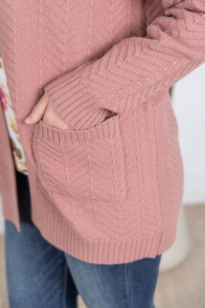 IN STOCK Billie Open Knit Cardigan - Dusty Rose