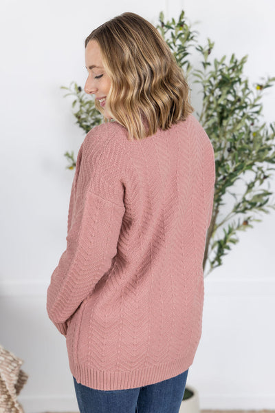 IN STOCK Billie Open Knit Cardigan - Dusty Rose