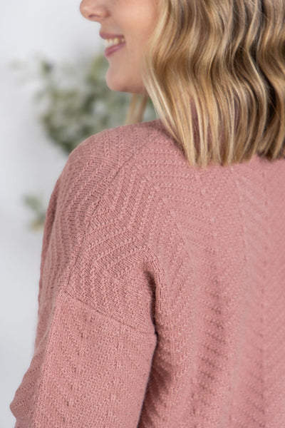 IN STOCK Billie Open Knit Cardigan - Dusty Rose