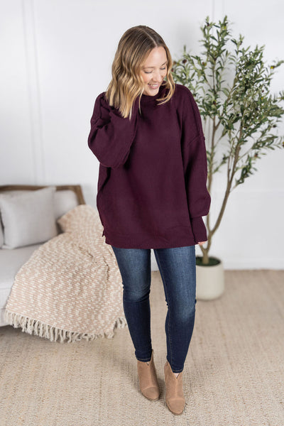 IN STOCK Aurora Cozy Sweater - Burgundy