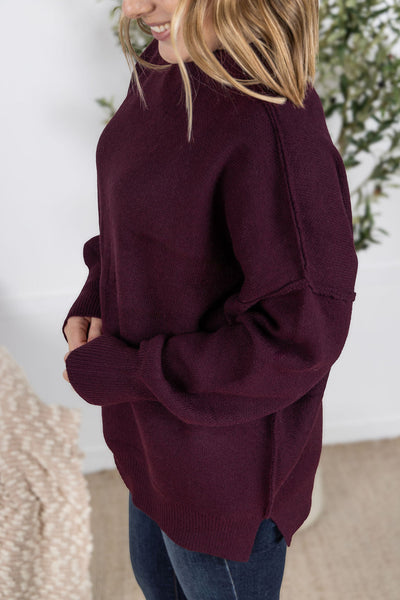 IN STOCK Aurora Cozy Sweater - Burgundy