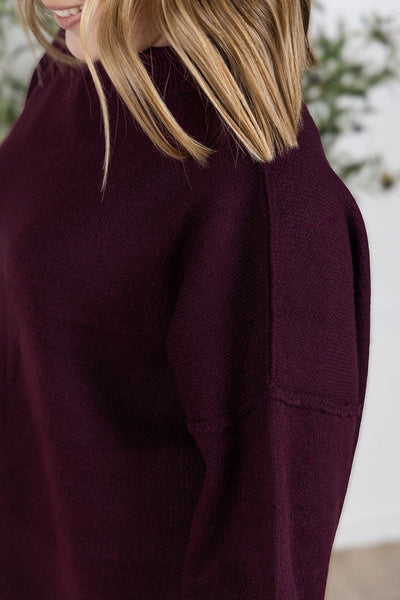 IN STOCK Aurora Cozy Sweater - Burgundy