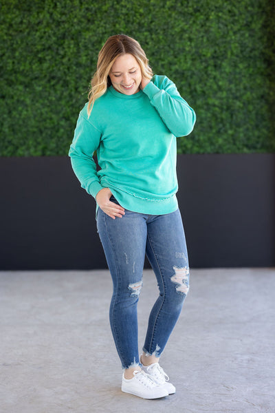 IN STOCK Vintage Wash Pullover - Caribbean Green