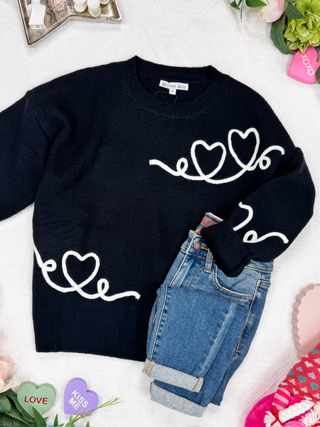 IN STOCK Black Hearts Sweater FINAL SALE