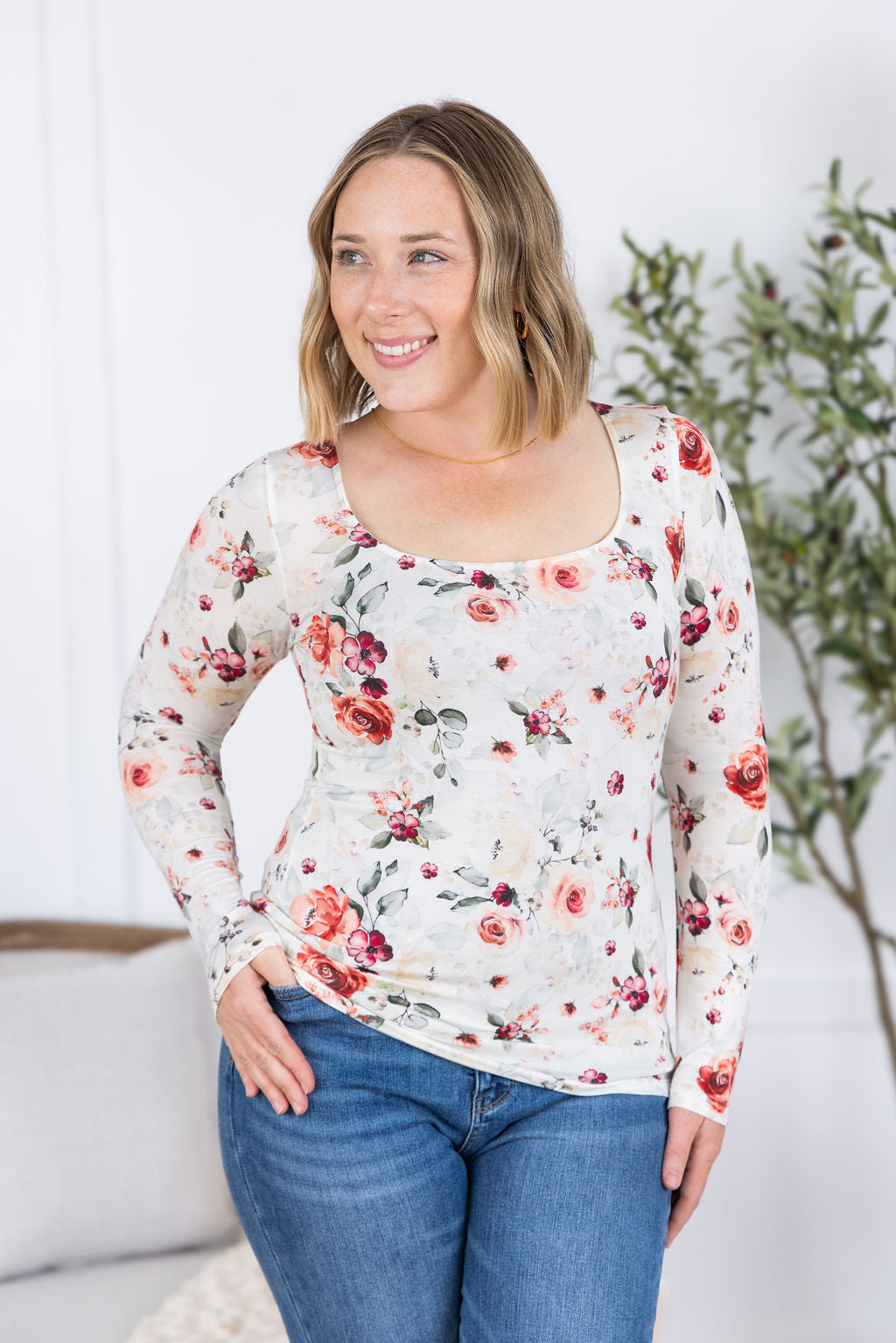 IN STOCK Alyssa Long Sleeve Top - Pink Bloom