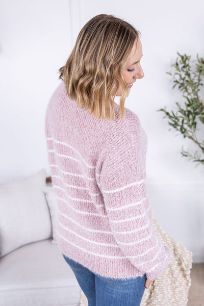 IN STOCK Cozy Striped Sweater - Mauve