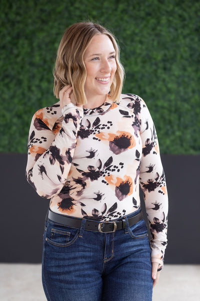 IN STOCK Blair Long Sleeve Top - Neutral Abstract FINAL SALE