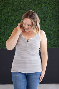 IN STOCK Shiloh Button Snap Tank - Grey