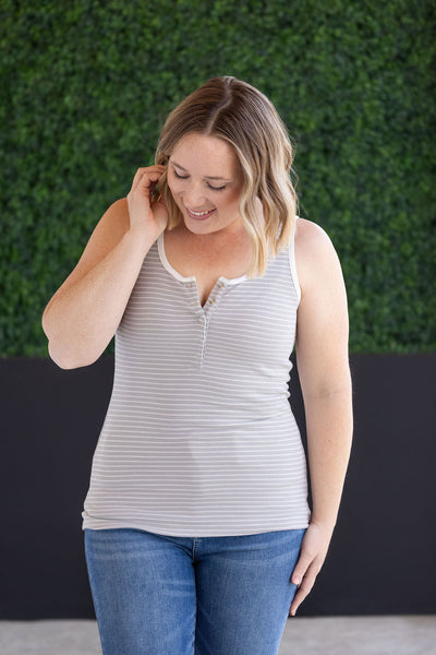IN STOCK Shiloh Button Snap Tank - Grey