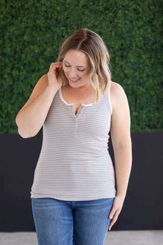 IN STOCK Shiloh Button Snap Tank - Grey