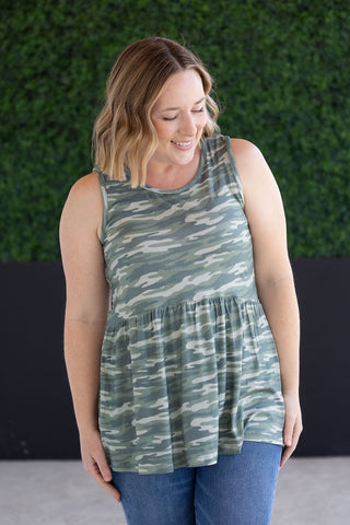 IN STOCK Renee Ruffle Tank Top - Camo
