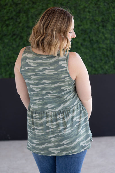 IN STOCK Renee Ruffle Tank Top - Camo