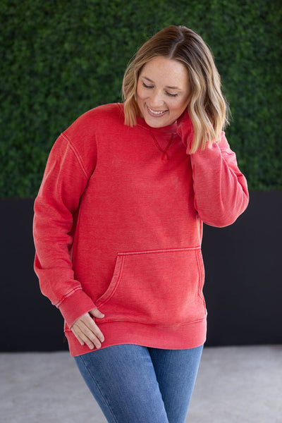 IN STOCK Vintage Wash Pocket Pullover - Red