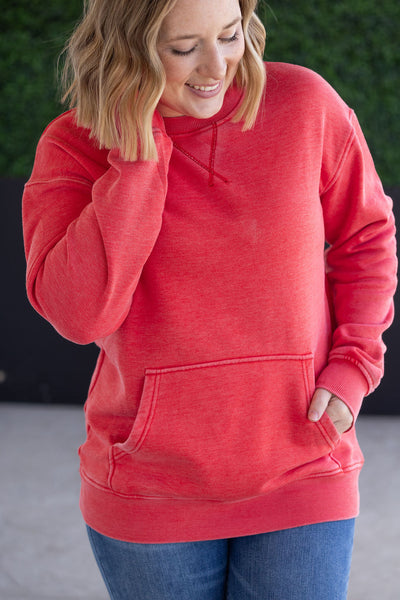 IN STOCK Vintage Wash Pocket Pullover - Red