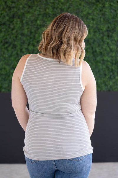IN STOCK Shiloh Button Snap Tank - Grey