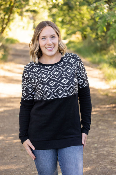 IN STOCK Natalie Pullover - Black Geometric FINAL SALE