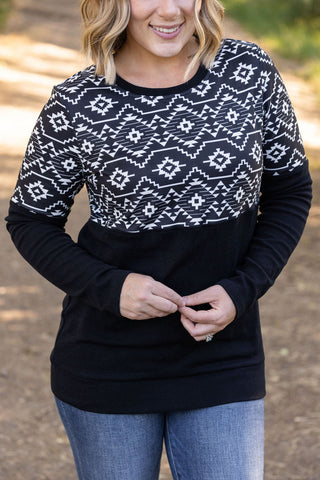 IN STOCK Natalie Pullover - Black Geometric FINAL SALE