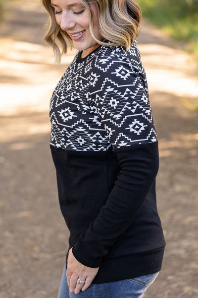 IN STOCK Natalie Pullover - Black Geometric FINAL SALE