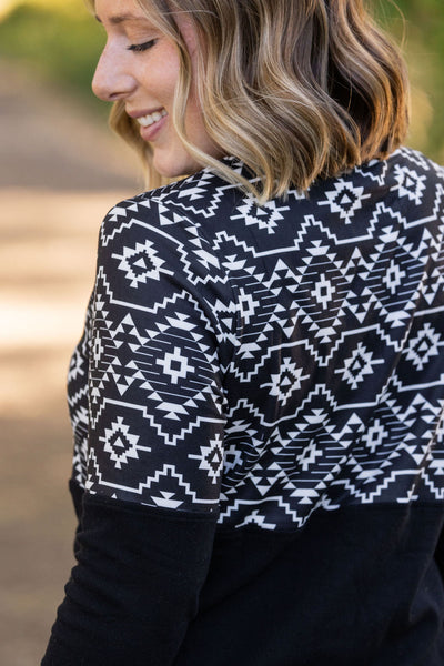 IN STOCK Natalie Pullover - Black Geometric FINAL SALE