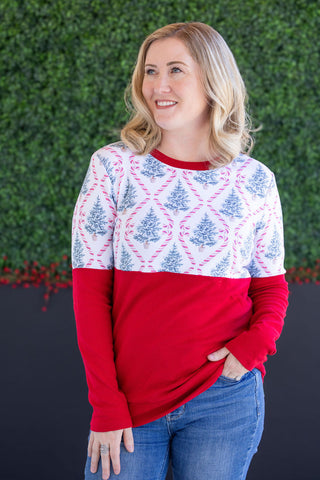IN STOCK Natalie Pullover - Candy Cane Lane and Red FINAL SALE