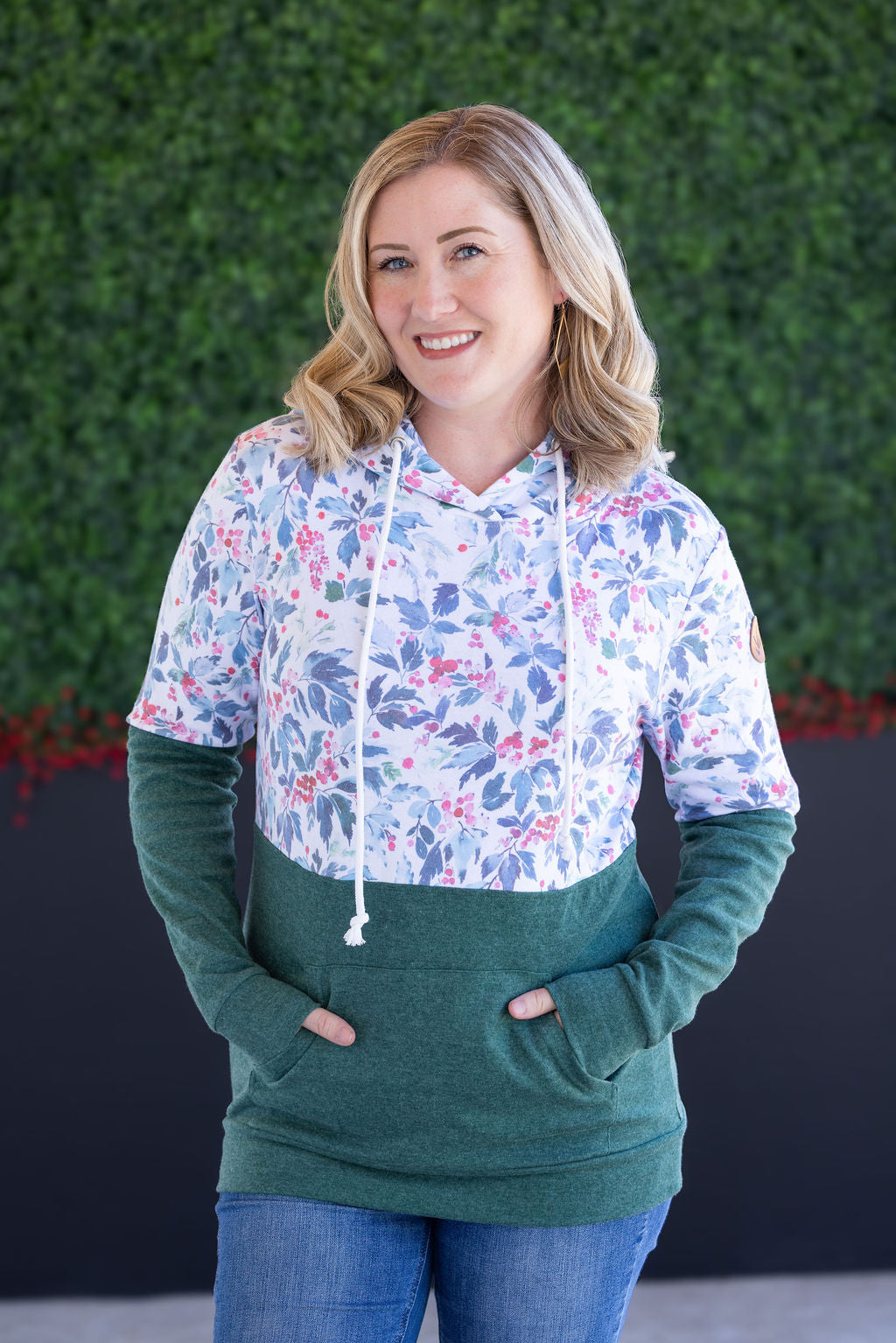 IN STOCK Hailey Pullover Hoodie - Winter Berry and Evergreen FINAL SALE