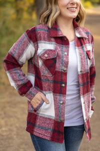 IN STOCK Norah Plaid Shacket - Merlot and Grey Mix