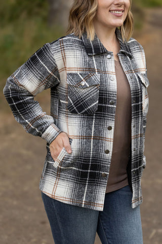 IN STOCK Norah Plaid Shacket - Black and Gold